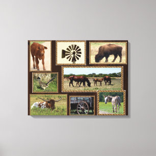 Texas Country Collage Canvas Afdruk