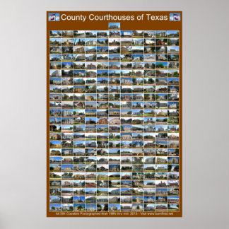 Texas County Courthouses Poster (verticaal bruin)
