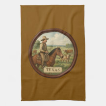 Texas Cowboy Brown Keuken Handdoek