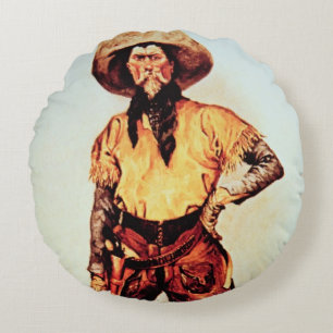 Texas Cowboy, c.1890 (olie op canvas) Rond Kussen