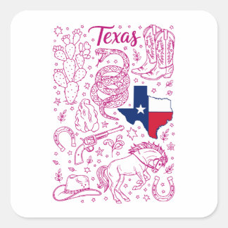 Texas Cowboy Pack Western Vibes Vierkante Sticker