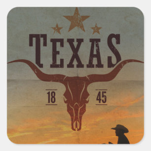 Texas Cowboy Square Sticker