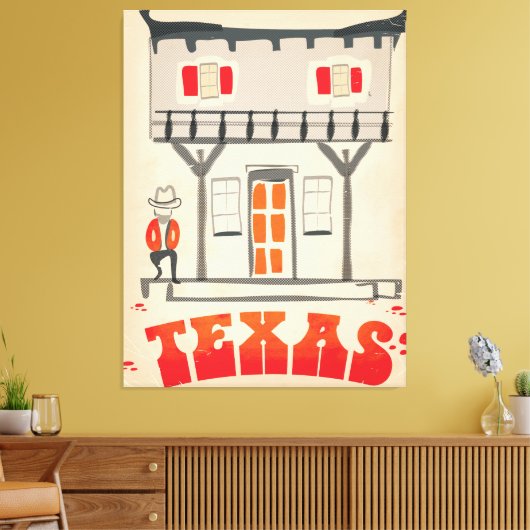 Texas Cowboy  Style-reisposter Canvas Afdruk (Insitu (Woonkamer))
