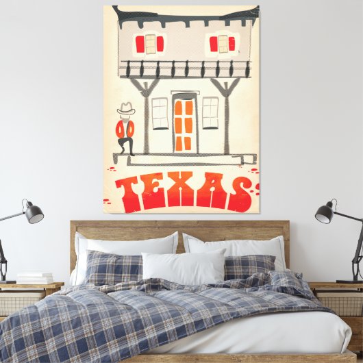 Texas Cowboy  Style-reisposter Canvas Afdruk (Insitu (Slaapkamer))