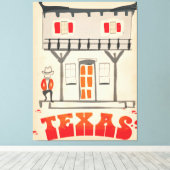 Texas Cowboy  Style-reisposter Canvas Afdruk (Insitu (Houten vloer))