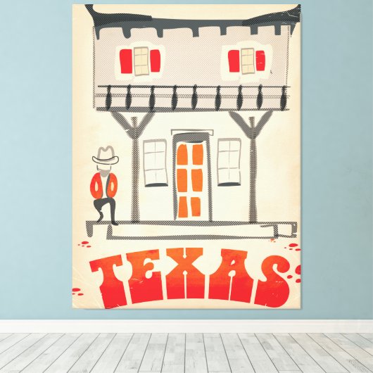 Texas Cowboy  Style-reisposter Canvas Afdruk (Insitu (Houten vloer))