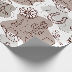 Texas Cowboy Western Doodle Cadeaupapier