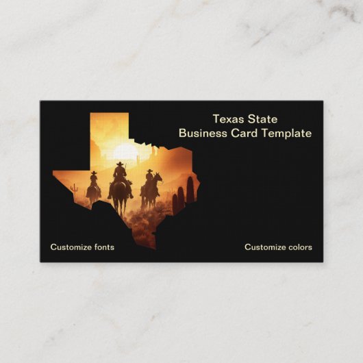 Texas Cowboys, staat Texas Logo Visitekaartje (Voorkant)