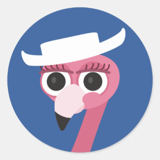 Texas cowgirl cowboy flamingo ronde sticker