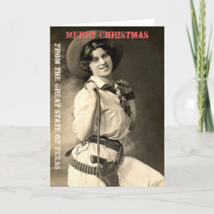 Texas Cowgirl Kerstgroeten Feestdagen Kaart