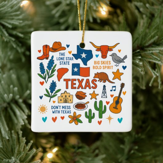 Texas Custom Family Trip Christmas Keramisch Ornament (Boom)