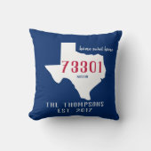 Texas Custom Town Zip Code Home Pillow Blue Red Kussen (Voorkant)