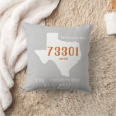 Texas Custom Town Zip Code Home Pillow Oranje Grey Kussen (Deken)