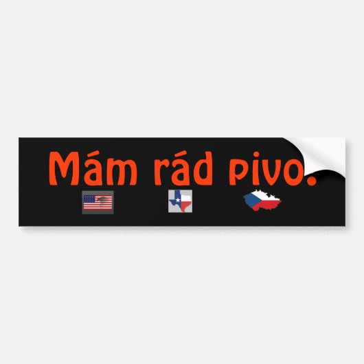 Texas Czech Pride Bumpersticker - Ik hou van Beer (Voorkant)