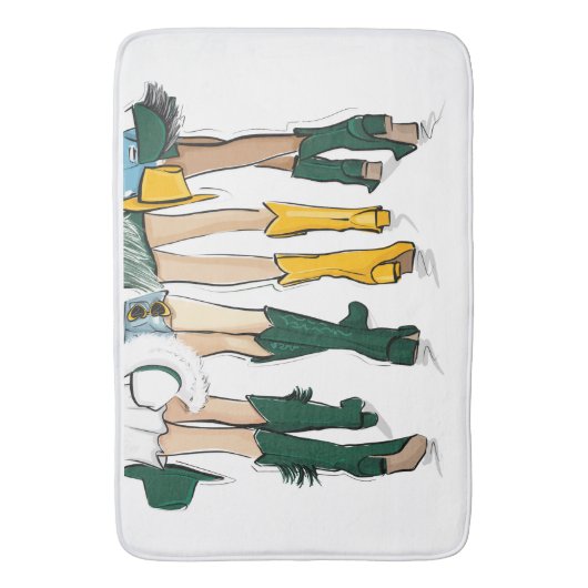 Texas Dames Mode Cowboy Boot Green Gold Badmat (Voorkant Verticaal)