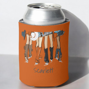 Texas Dames Mode Cowboy Laarzen Sinaasappel Custom Blikjeskoeler