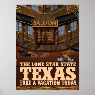 Texas 'De eenzame ster staat' reisposter Poster