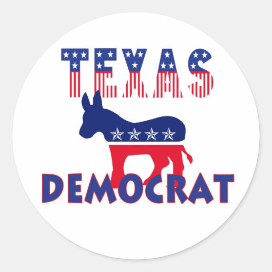 Texas Democraat Ronde Sticker (Voorkant)