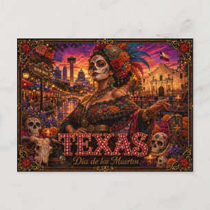 Texas Día de los Muertos Retro Briefkaart
