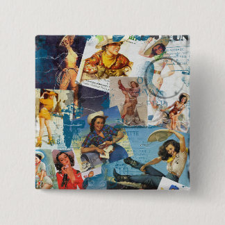 Texas Eclectic Cowgirl Collectie nr. 2 Vierkante Button 5,1 Cm
