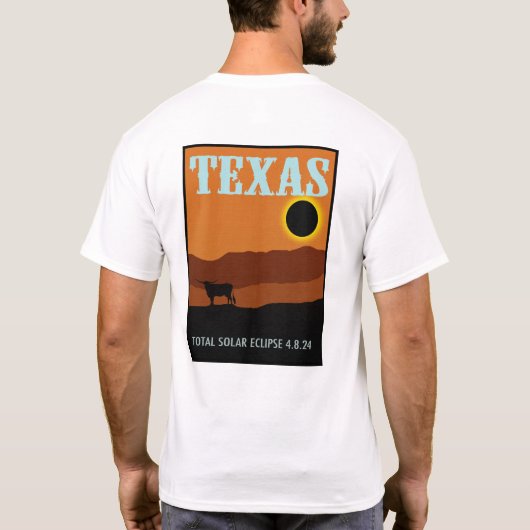 Texas Eclipse Travel Poster tweezijdig T-shirt (Achterkant)