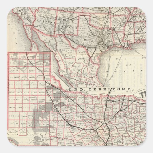 Texas en Mexico, Houston Vierkante Sticker (Voorkant)