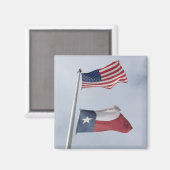 Texas en Verenigde Staten Vlag Square Magnet Magneet (Voorkant / Achterkant)