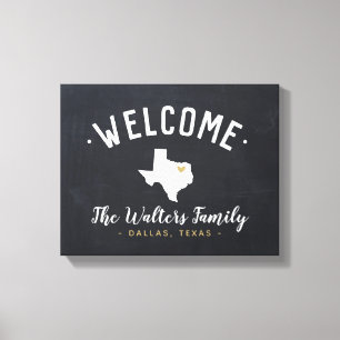 Texas Familie Monogram Welkomstbord Canvas Afdruk