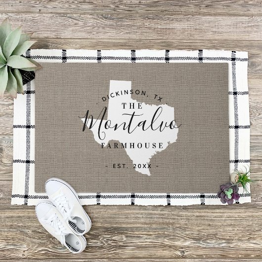 Texas Family Monogram State Doormat Deurmat