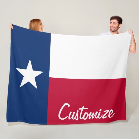 Texas Flag Aangepaste gepersonaliseerde tekst Texa Fleece Deken (In situ)