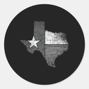 Texas Flag BW Kaart van de staat Texas Ronde Sticker
