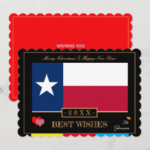 Texas Flag & Happy New Year /Best Wish USA Feestdagenkaart