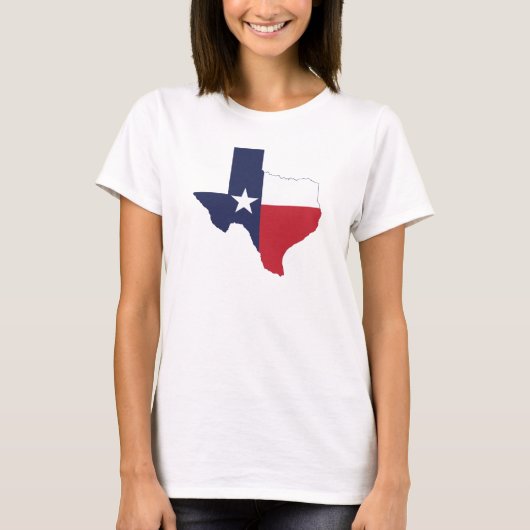 Texas Flag Kaart Dames Wit T-shirt (Voorkant)