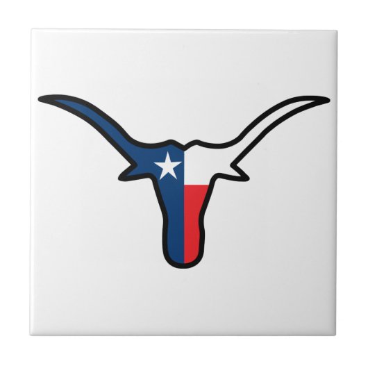 Texas Flag Longhorn Tegeltje (Voorkant)