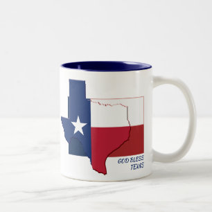 TEXAS FLAG MAP God Bless Gepersonaliseerd Manuscri Tweekleurige Koffiemok