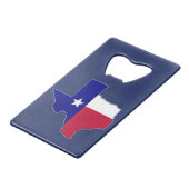 Texas Flag Map Kredietkaart Flessenopener (Voorkant Gekanteld)
