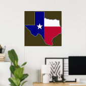 Texas Flag Map Poster (Thuiskantoor)