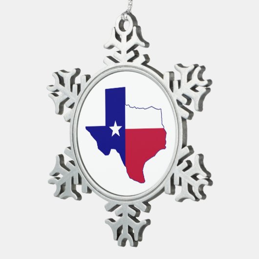 Texas Flag Map Tin Sneeuwvlok Ornament (Rechts)