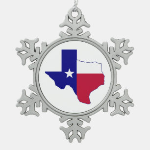 Texas Flag Map Tin Sneeuwvlok Ornament