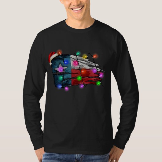 Texas Flag Merry Kerstlights T-shirt (Voorkant)