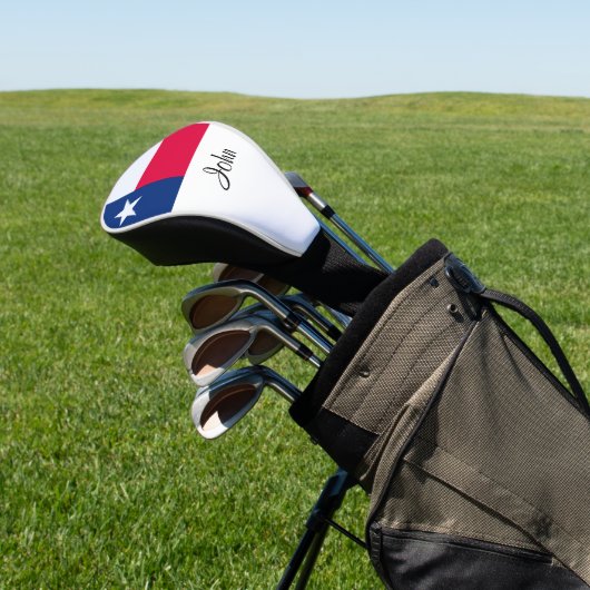Texas Flag Monogram Golf Head Hoesje Golfheadcover (Insitu)