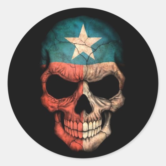 Texas Flag Skull op Black Ronde Sticker (Voorkant)