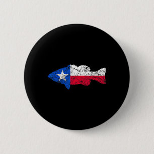 Texas Flag Smallmouth B Vissen  Ronde Button 5,7 Cm