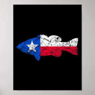 Texas Flag Smallmouth Byb Gevist Poster