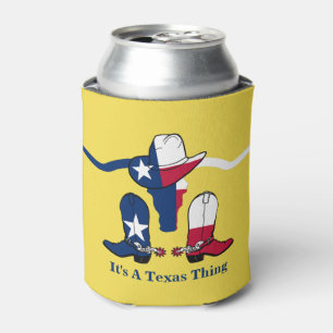 Texas Flag Steer Head met Cowboy Pet en Boots Blikjeskoeler