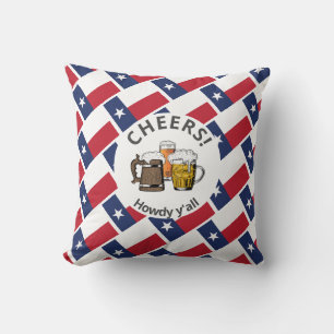TEXAS FLAG Texan 3 Cheers Cartoon Beer Kussen
