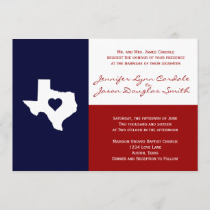 Texas Flag Thème Faire-part de mariage Rouge Blanc