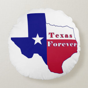 Texas Forever Vlag Kaart Rond Kussen