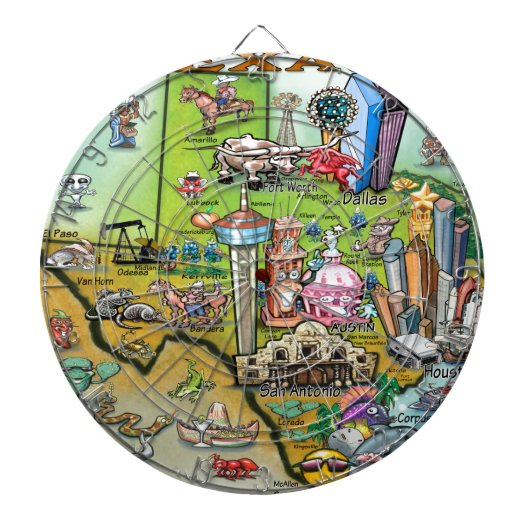 Texas Fun Map Dartbord (Voorkant)
