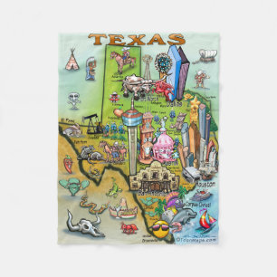 Texas Fun Map Fleece Deken
